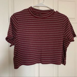Thrifted Crop Stripe Mock Neck shirt